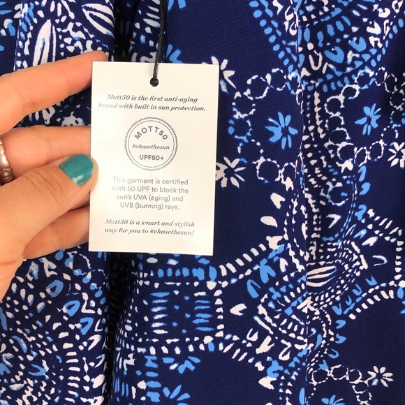 Mott 50 Chase the Sun SPF Blue & White Fringe NEW Bohemian Swim Fashion Romper - Picture 6 of 10